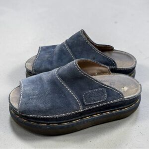 Dr. Martens Navy Suede Slide Mules